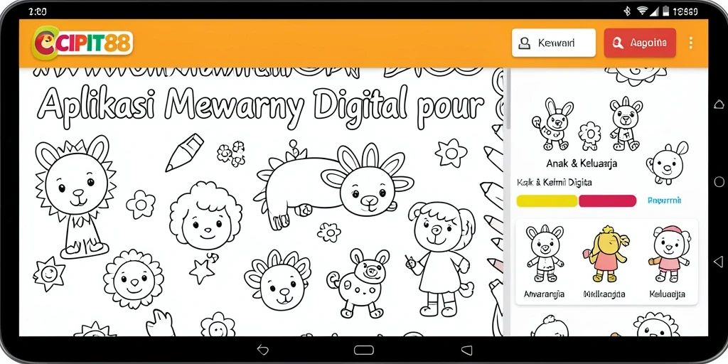 Antarmuka aplikasi CIPIT88 yang menarik untuk mewarnai digital.