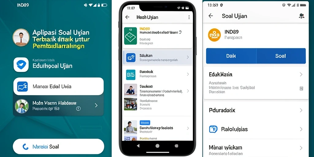 Antarmuka aplikasi IND89 dengan fitur Soal Ujian yang intuitif.