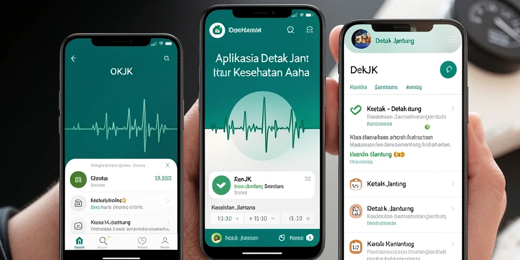 Tampilan aplikasi OKJK yang menampilkan pemantauan detak jantung.