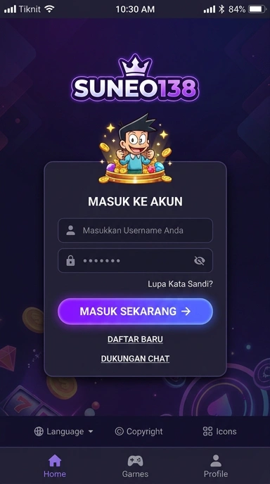 Tampilan halaman login suneo138