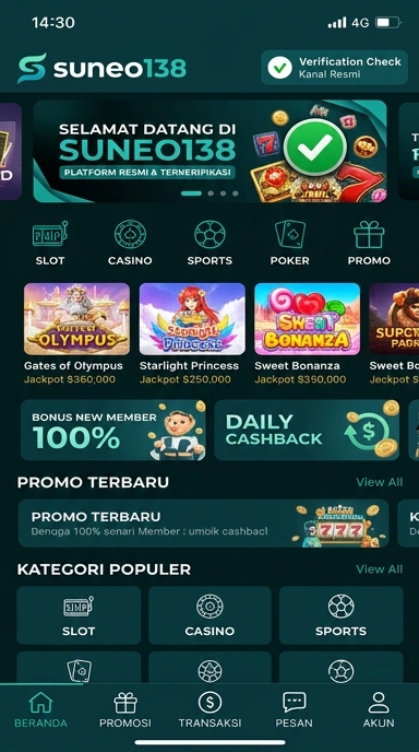 Tampilan kanal resmi suneo138